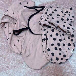 Pink Baby Swaddle Set with Black Patterns